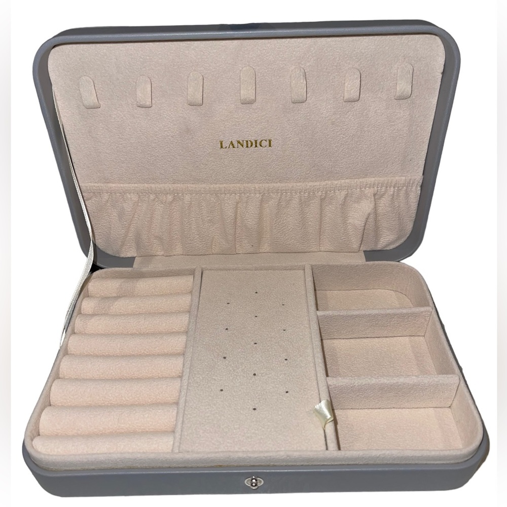 NIB LANDICI - jewelry box - grey - beige inside